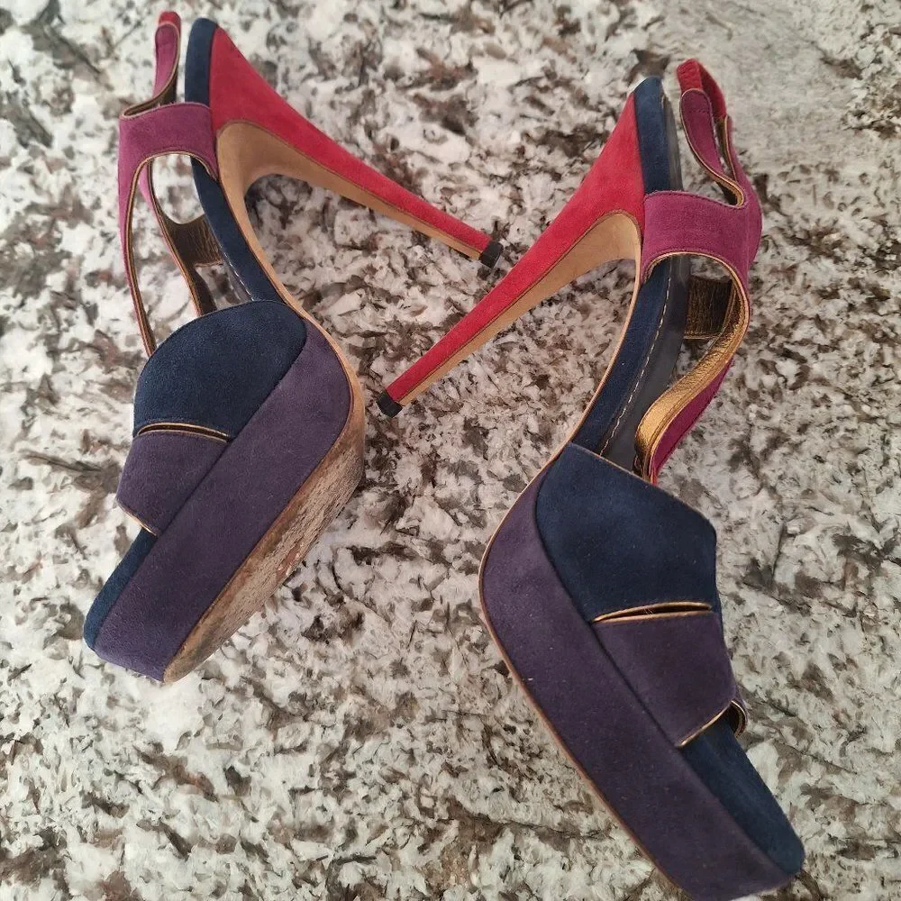 Yves Saint Laurent straps platform sandal multi color size 40‎